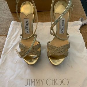 Jimmy Choo Liddie 145 Gold platform